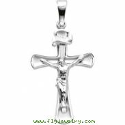 14K White Gold Crucifix Pendant