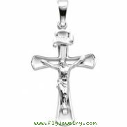 14K White Gold Crucifix Pendant