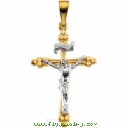 14K White Gold Crucifix Pendant