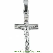 14K White Gold Crucifix Pendant