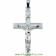 14K White Gold Crucifix Pendant