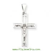 14K White Gold Crucifix Pendant