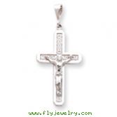 14K White Gold Crucifix Pendant