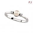 14K White Gold Cultured Pearl And Diamond Ring