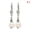 14K White Gold Cultured Pearl Leverback Earrings