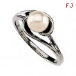 14K White Gold Cultured Pearl Ring