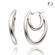 14K White Gold Curved Double Hoop Earrings