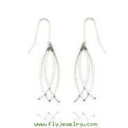 14K White Gold Curved Stick Dangle