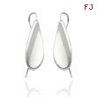 14K White Gold Curved Tear Drop Wire Earrings