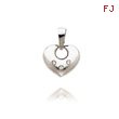 14K White Gold CZ Open Heart Pendant