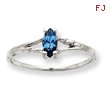 14K White Gold December Blue Topaz Birthstone Ring