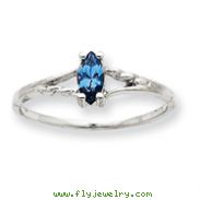 14K White Gold December Blue Topaz Birthstone Ring