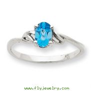 14K White Gold December Blue Topaz Peridot Birthstone Ring