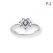 14K White Gold December Topaz Birthstone Heart Ring