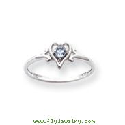 14K White Gold December Topaz Birthstone Heart Ring