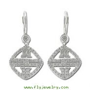 14K White Gold Decorative Stylish Diamond Earrings