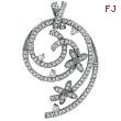 14K White Gold Designer 1.5ct Diamond Twirled Floral Accented Pendant Slide