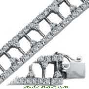 14K White Gold Designer Diamond T Style Link Bracelet