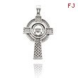 14K White Gold Detailed Celtic Claddagh Cross Pendant