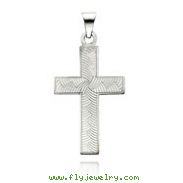 14K White Gold Detailed Flat Cross Pendant