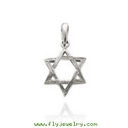 14K White Gold Detailed Star of David Pendant