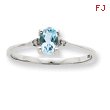 14K White Gold Diamond & Aquamarine March Birthstone Ring