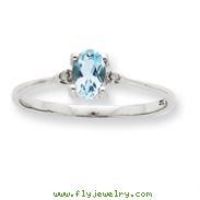 14K White Gold Diamond & Aquamarine March Birthstone Ring