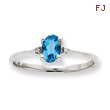 14K White Gold Diamond & Blue Topaz December Birthstone Ring