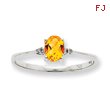 14K White Gold Diamond & Citrine November Birthstone Ring