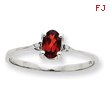 14K White Gold Diamond & Garnet January Birthstone Ring