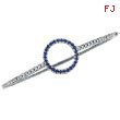 14K White Gold Diamond & Genuine Precious Sapphire Circle Bangle