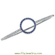 14K White Gold Diamond & Genuine Precious Sapphire Circle Bangle