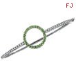 14K White Gold Diamond & Genuine Semi-Precious Tsavorite Circle Bangle