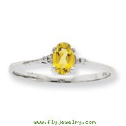 14K White Gold Diamond & Peridot August Birthstone Ring