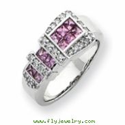 14k White Gold Diamond & Pink Sapphire