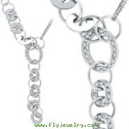 14K White Gold Diamond & Polished Circle Fancy Necklace