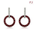 14K White Gold Diamond & Ruby Circle Earrings