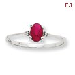 14K White Gold Diamond & Ruby July Birthstone Ring