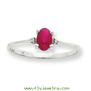 14K White Gold Diamond & Ruby July Birthstone Ring