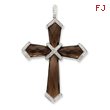 14K White Gold Diamond & Smokey Quartz Cross Pendant