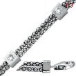 14K White Gold Diamond 7 Square Beads & Double Chain Bracelet