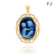 14K White Gold Diamond Adorned Everlasting Love Agate Cameo Pendant