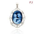 14K White Gold Diamond Adorned Frame Everlasting Love Agate Cameo Pendant