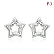 14K White Gold Diamond Adorned Open Star Earrings