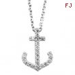 14K White Gold Diamond Anchor Necklace