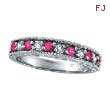 14K White Gold Diamond and Pink Sapphire Band Ring