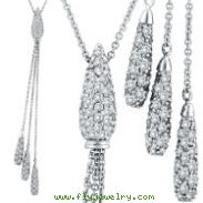 14K White Gold Diamond Centerpiece & Drops Cable Chain Necklace