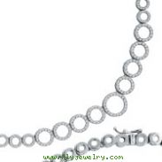 14K White Gold Diamond Circle Link Necklace