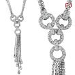 14K White Gold Diamond Circles & Drops Multi Chain Necklace