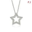 14K White Gold Diamond Covered Open Star Necklace